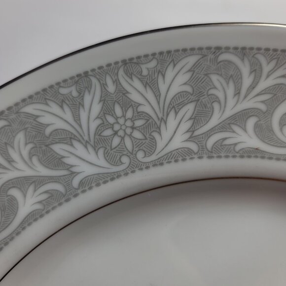 FOUR Imperial China Whitney Dinner Plates White Gray Band Leaf Scrolls W. Dalton - Picture 4 of 15